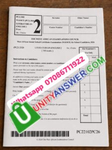 2026 WAEC GCE LITERATURE IN-ENGLISH (PROSE & OBJECTIVES)QUESTIONS AND ANSWERS SECOND SERIES EXAM