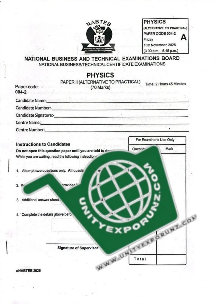 2026 NABTEB GCE PHYSICS PRACTICAL QUESTIONS AND ANSWERS SECOND SERIES EXAM